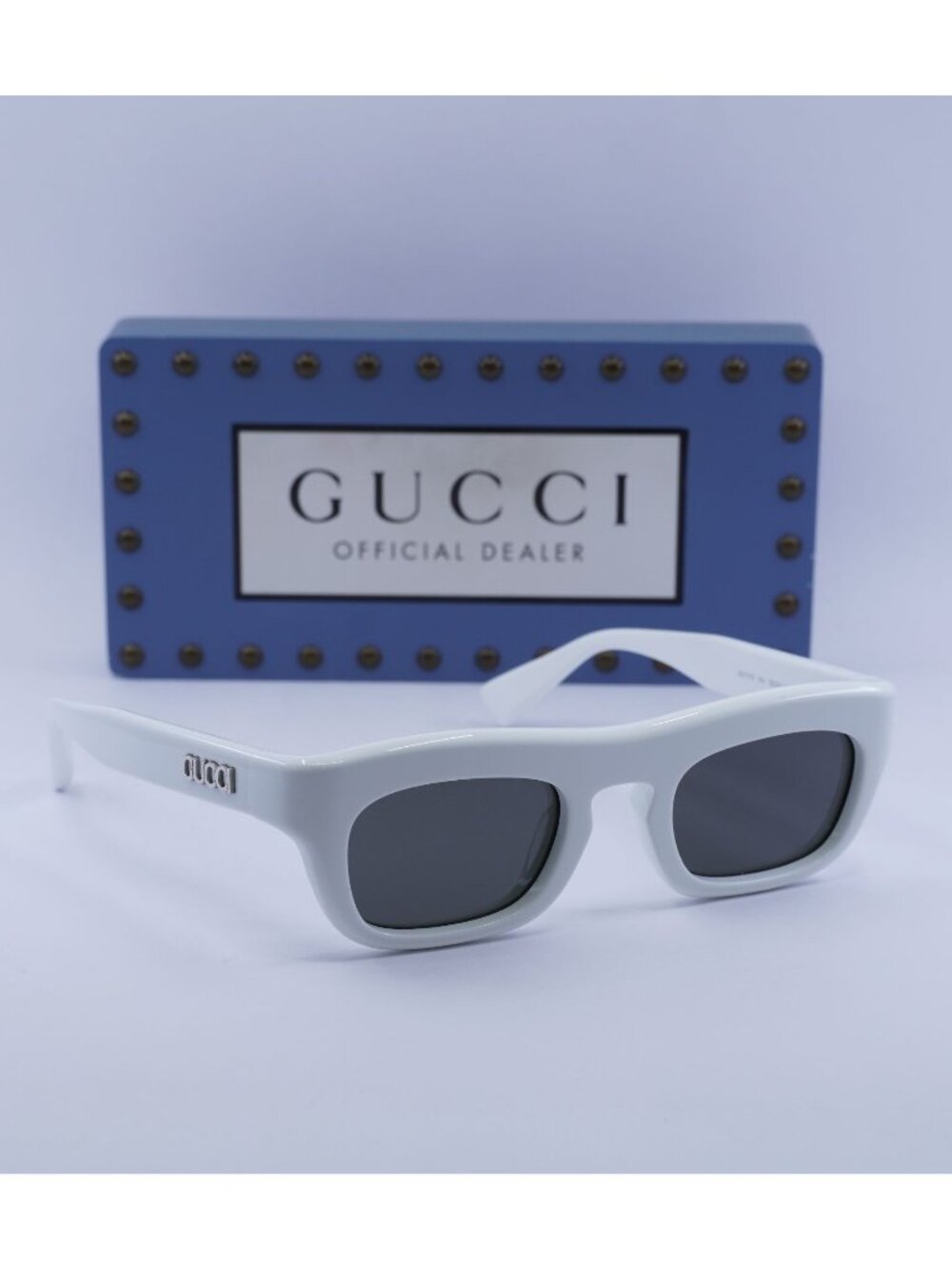 Gucci GG1777S 004 Square Unisex Sunglasses - White / Grey